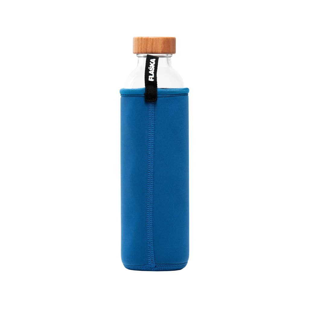 Eco water bottle with blue Chakras neoprene cover